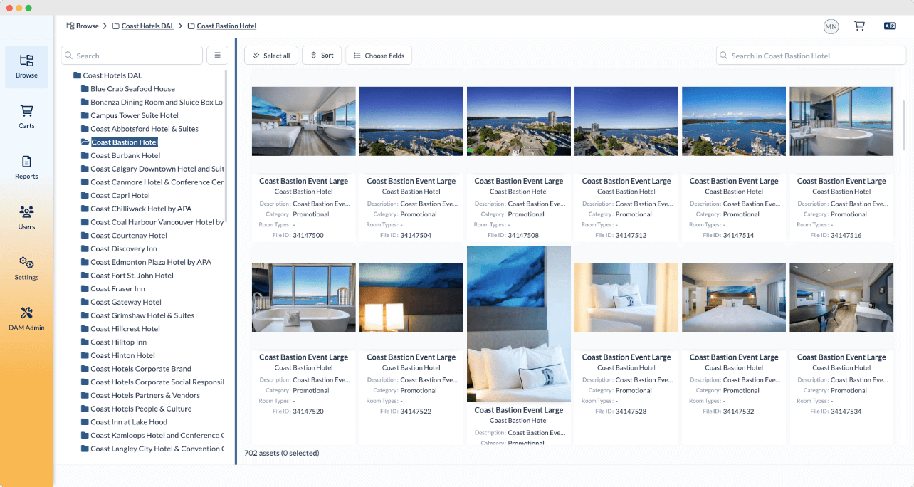 Digital Assets Library for Hospitality